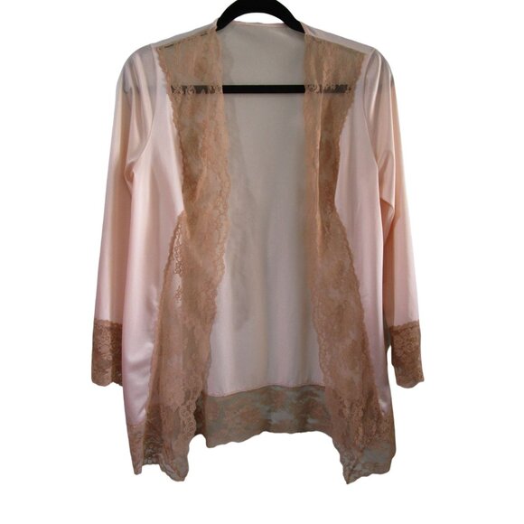 Vintage Henson Kickernick Blush Bed Jacket Tan Lace Sz. Small EUC USA Made - Picture 1 of 11